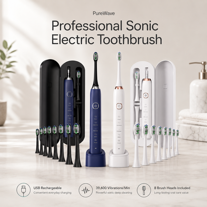 PureWave Sonic Electric Toothbrush – USB Rechargeable